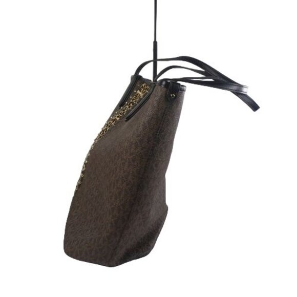 Monogram Michael Kors Eliza Large East West Open Tote Black/ Brown - Picture 6 of 8